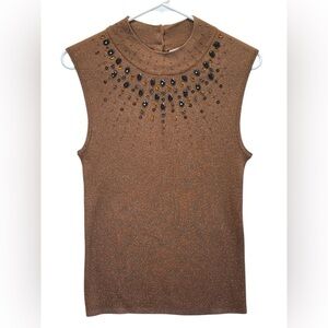 Bestow Wear Silk Blend Brown Sleeveless Sweater. Size M